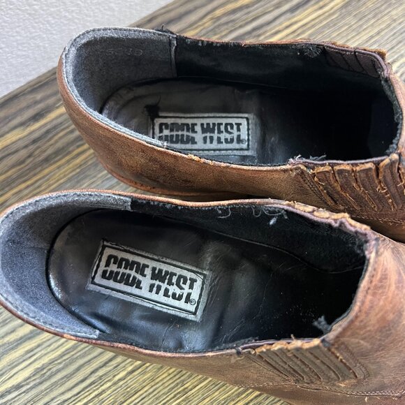 Mens Code West Western Leather Ankle Boots - Picture 3 of 5